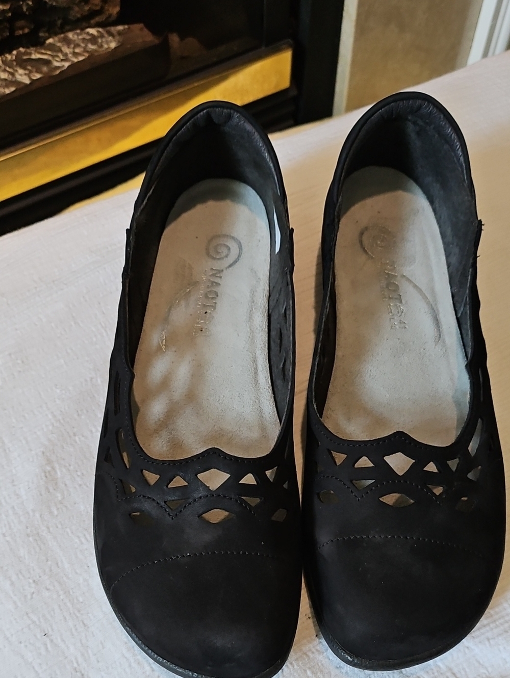 Naot Black Suede Flat Slip-Ons Size 41